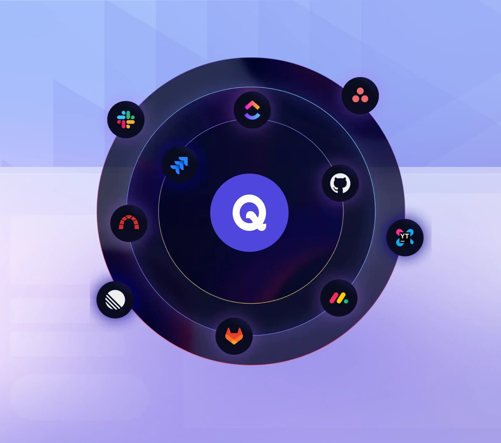 Qase integration panel showing Jira, GitHub, Azure DevOps, and Linear connections