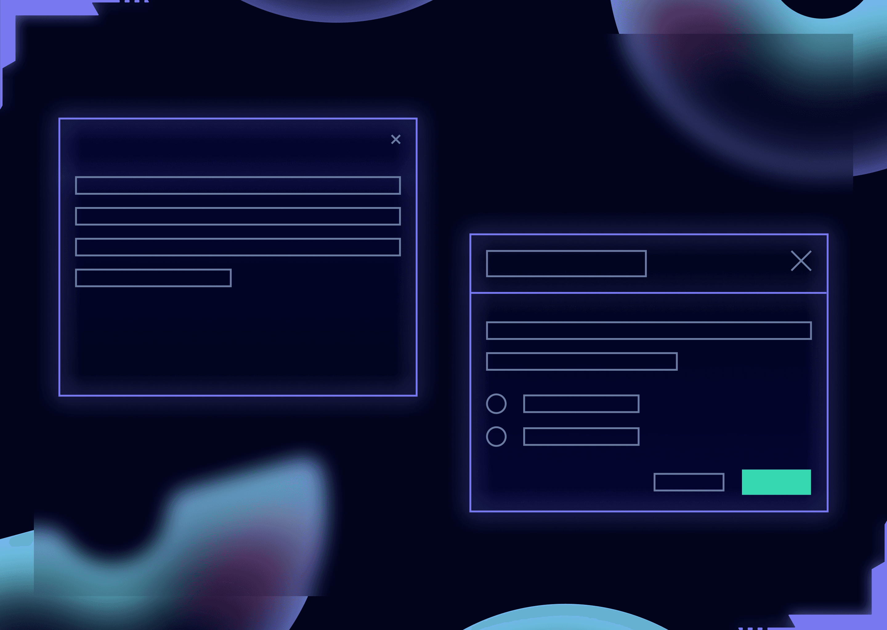 simplified illustration of two browser windows