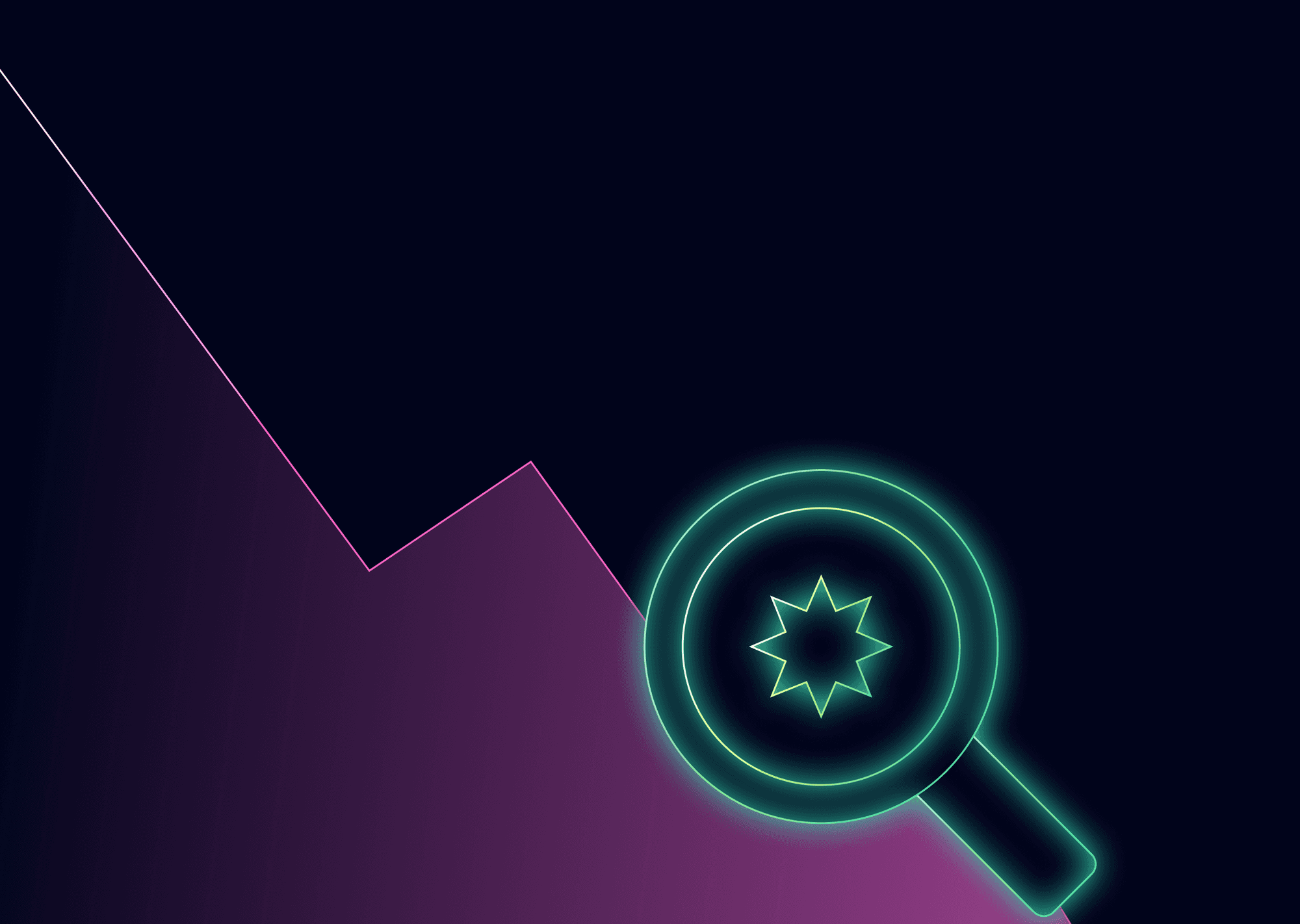 Illustration of a downward trending graph and magnifying glass