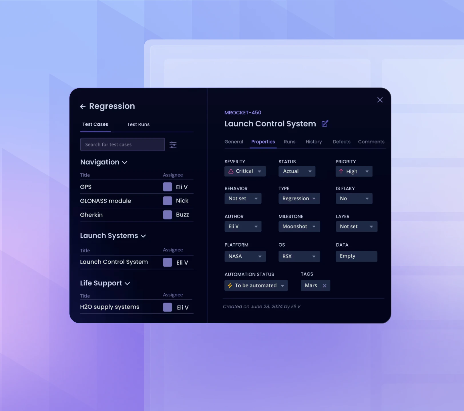 Qase consolidating manual test cases into a single view